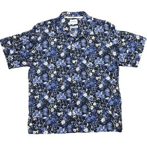 Norse Projects Blue Flower Floral Hawaiian Button Shirt, Short Sleeve, Cotton